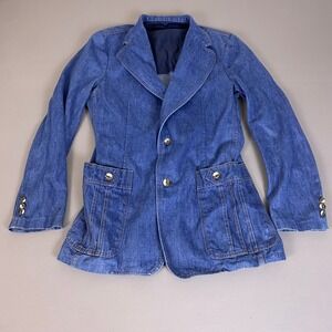 Vintage Lee Set Denim Blazer Jacket Mens 42L Blue Cotton 70s Sanforized USA Made